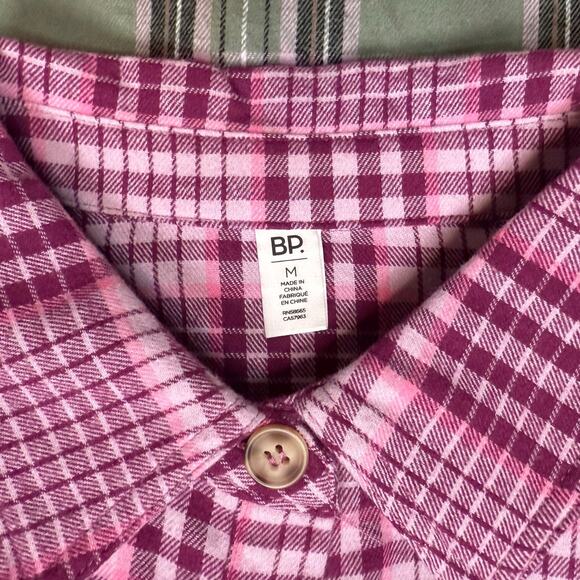 BP NEW RETRO 90S COTTON PLAID PATCHWORK FLANNEL PINK GREEN MEDIUM - Picture 6 of 9